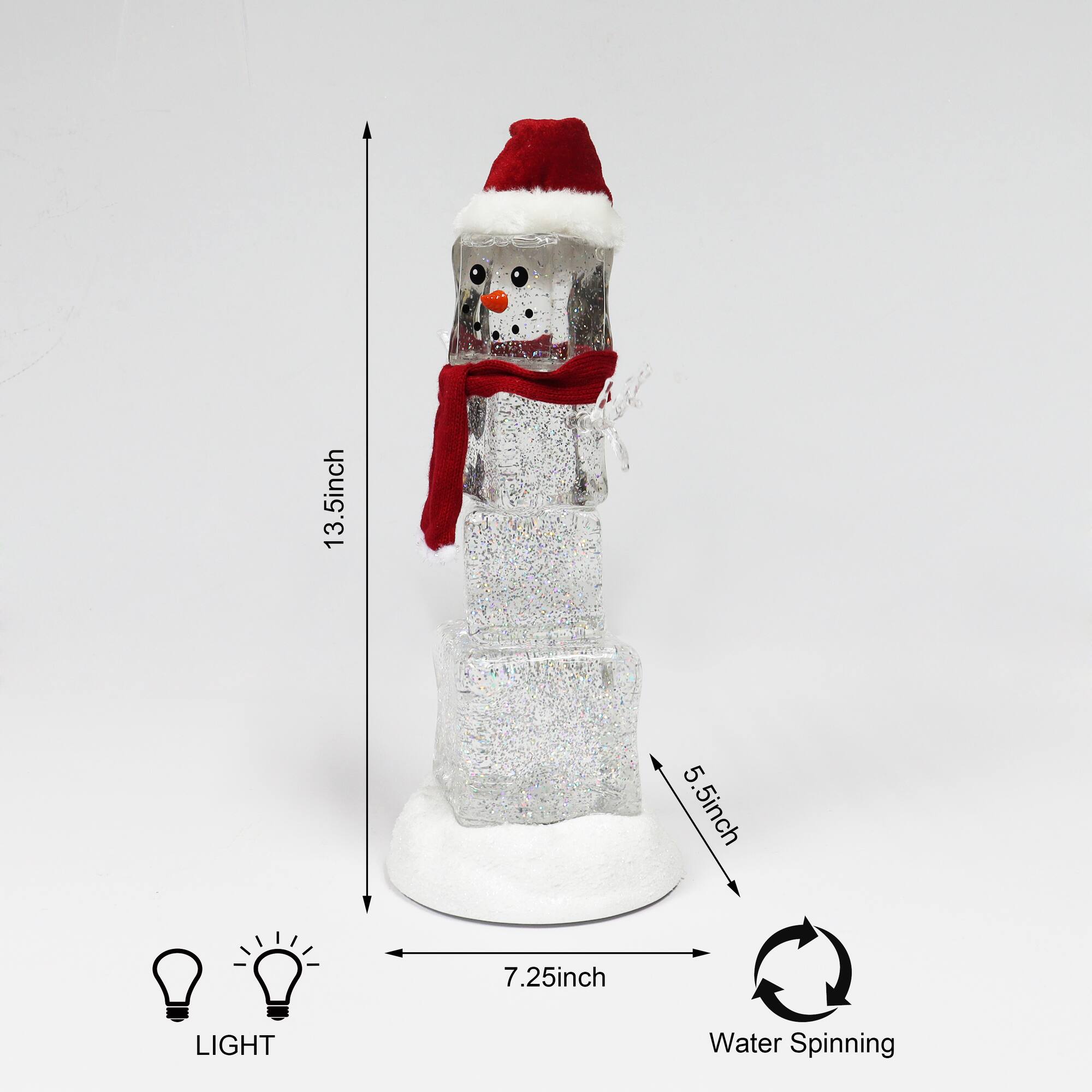 Moments in Time 13.5" Acrylic Ice Cube Snowman Décor